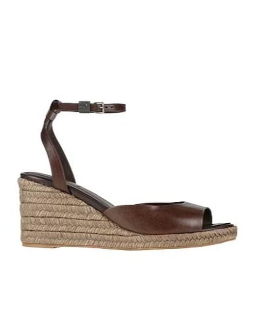 Brunello Cucinelli Metallic Strawwedge Heel Sandals