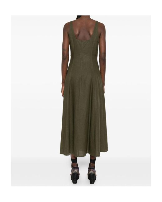 Twinset Green Square-Neck Midi Dress