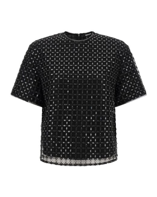 ROTATE BIRGER CHRISTENSEN Black Beaded Oversized Top