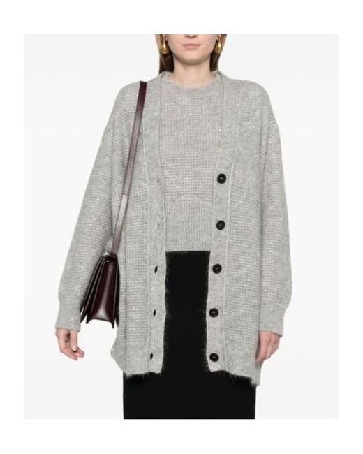 Fabiana Filippi Gray Long-Sleeved Sweater Cardigan
