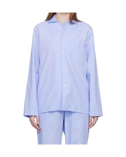 Tekla Blue Long-Sleeved Pajama Shirt
