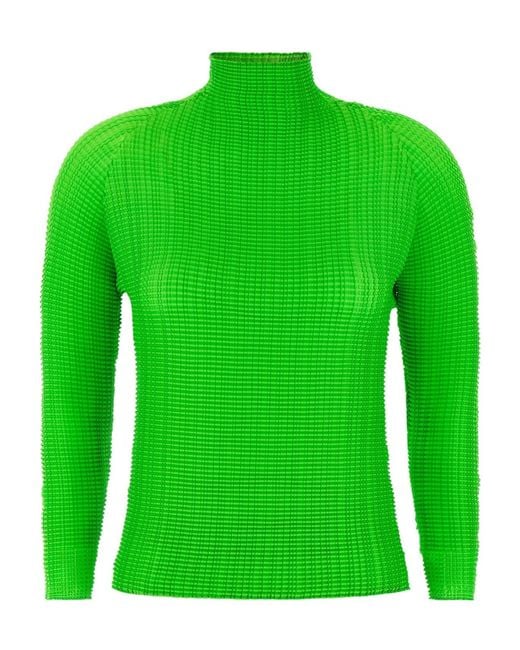 Issey Miyake Green Turtleneck Knit Pullover
