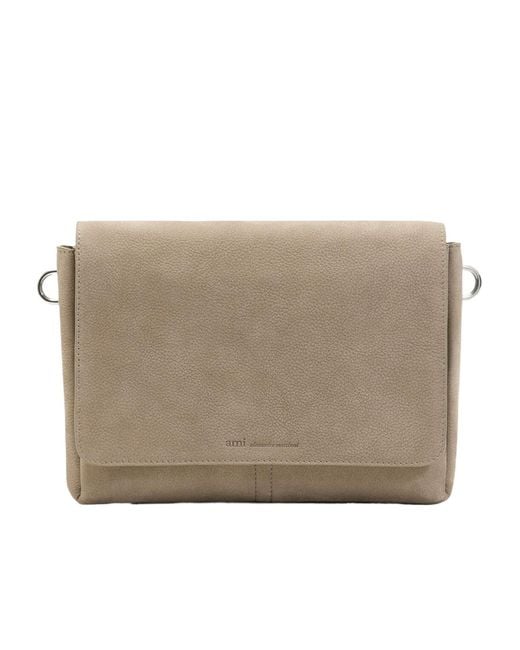 AMI Natural Ami Logo Flap Shoulder Bag for men