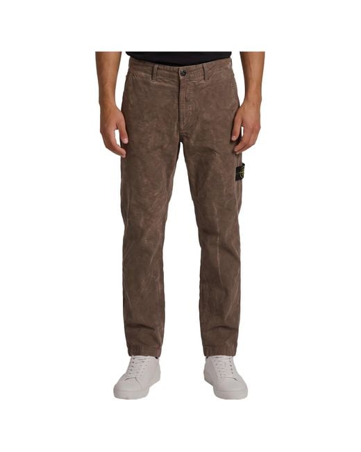 Stone Island Brown Casual Trousers With Belt Loops for men