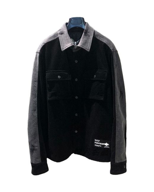Forcerepublik Black Corduroy Spliced Casual Jacket