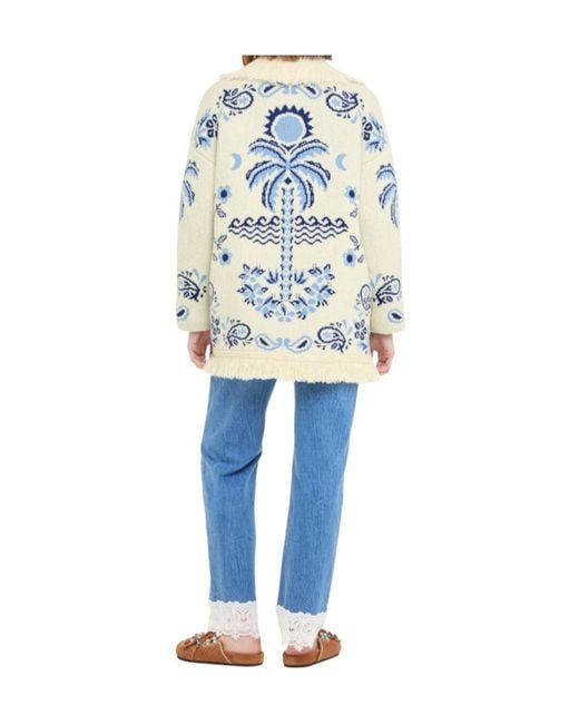 Alanui Blue Island Roots Foulard Cardigan