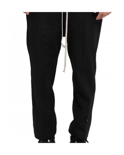 Rick Owens Black Drawstring Cropped Trousers for men