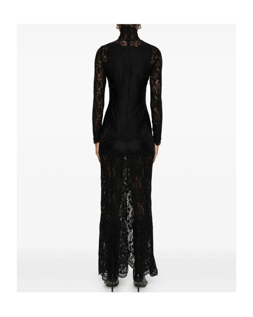 Rabanne Black Rabanne Floral Lace High-Neck Long Dress