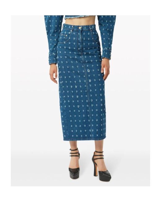 Nina Ricci Blue Distressed Denim Skirt