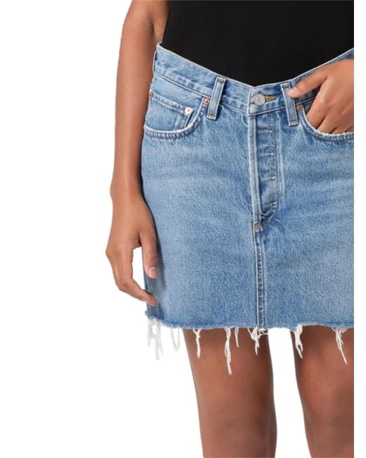 Agolde Blue Denim Mini Skirt