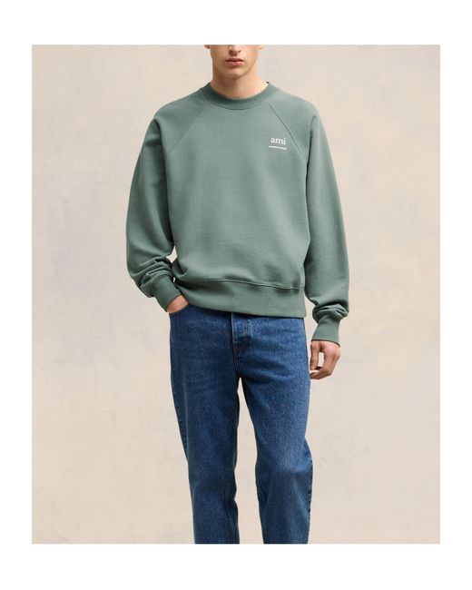 AMI Green Logo Printed Crewneck Sweatshirt for men