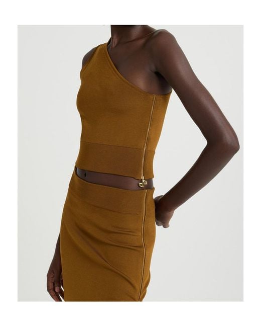 Patou Brown One-Shoulder Knit Top