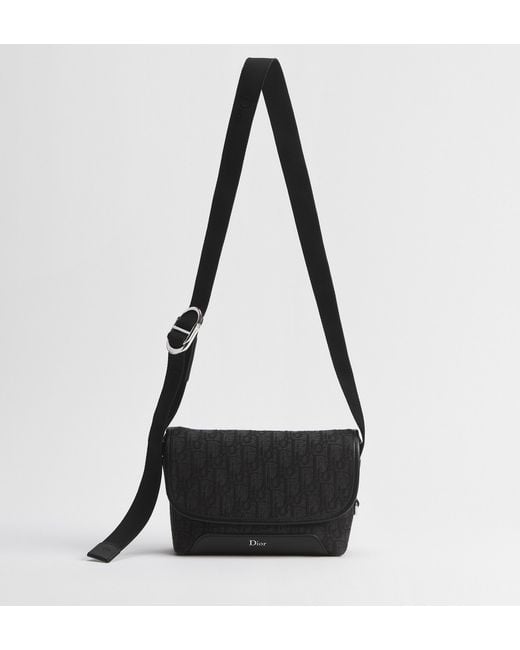 Dior Black Mini Jett Messenger Bag With Flap for men