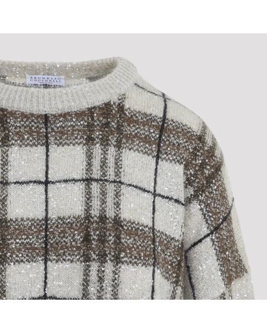 Brunello Cucinelli Multicolor Checked Knitted Sweater