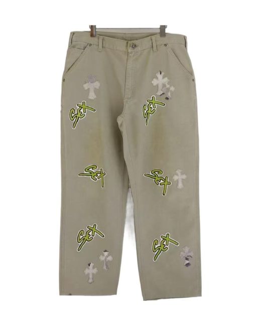 Chrome Hearts Gray Cross Casual Pants for men