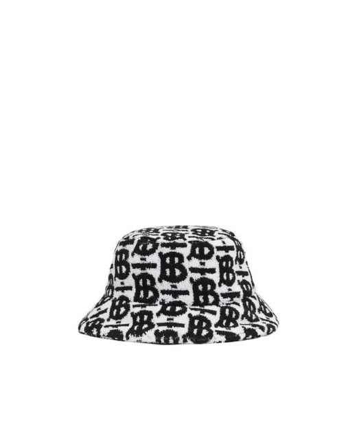 Burberry White Monogram-Print Bucket Hat