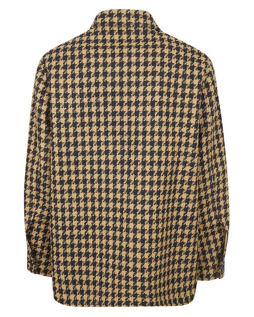 Valentino Brown Houndstooth Button-Up Coat for men