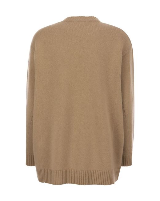 Max Mara Brown Logo Round Neck Sweater