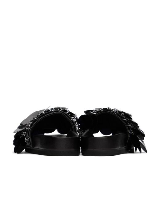 Rabanne Black Sequin Embellishment Open-Toe Sandals