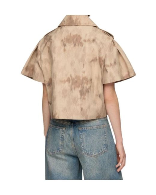 Ganni Natural Double-Breasted Printed Jacket