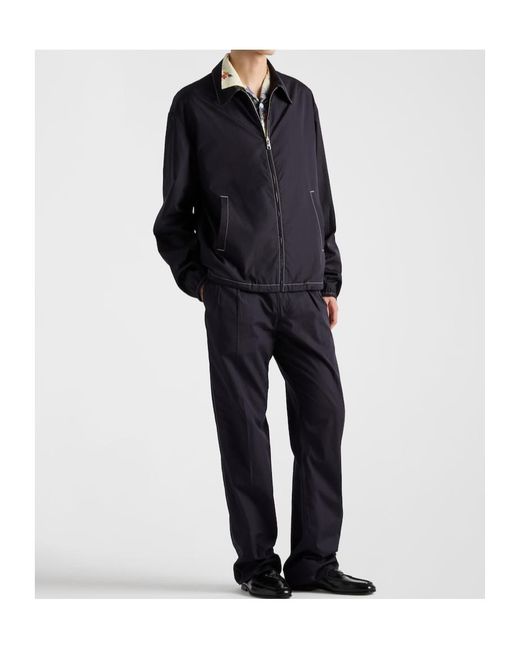 Prada Blue Zip-Up Bomber Jacket for men