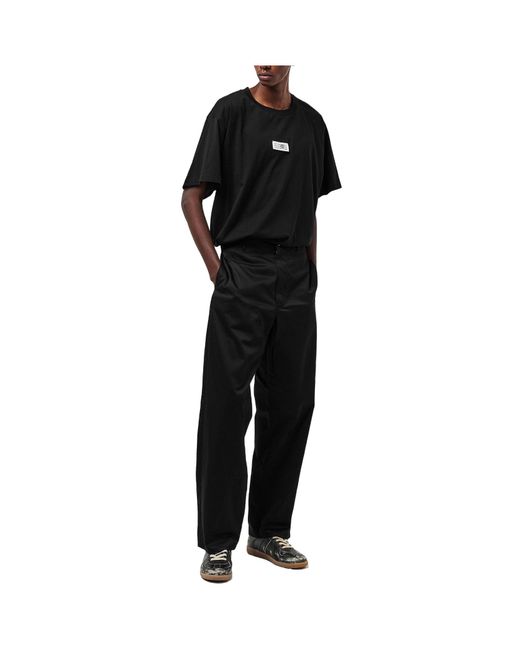 MM6 by Maison Margiela Black Regular Fit Logo T-Shirt for men