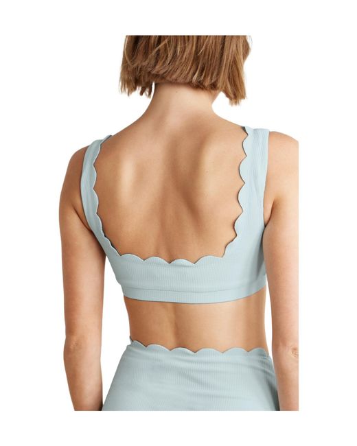 Marysia Swim Blue Recycled-Seersucker Bikini Top