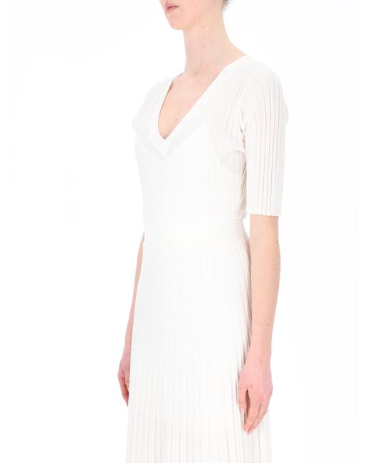 P.A.R.O.S.H. White V-Neck Dress