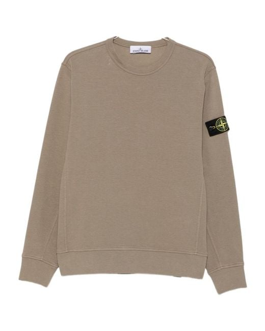 Stone Island Brown Logo-Patch Sweatshirt for men