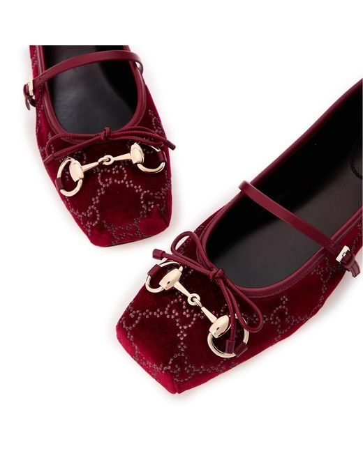 Gucci Red Horsebit Ballet Shoes