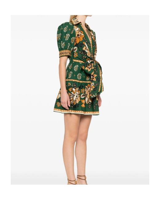 Farm Rio Green Ayla Bow Floral Mini Dress