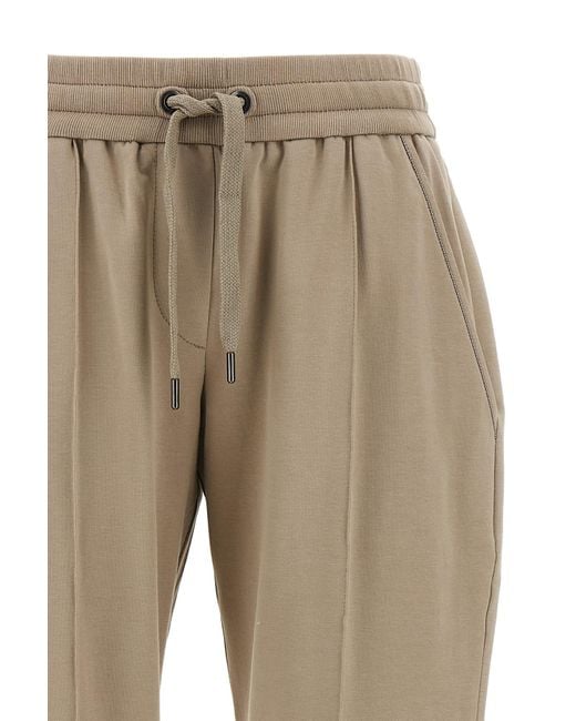 Brunello Cucinelli Natural Drawstring Tapered-Leg Sweatpants