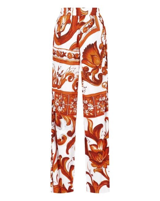 Dolce & Gabbana Red Drawstring Casual Pants