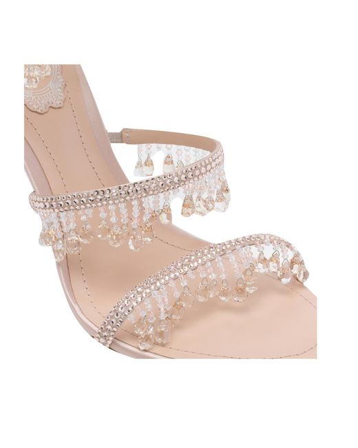 Rene Caovilla White René Caovilla Embellished Ankle-Strap Sandals