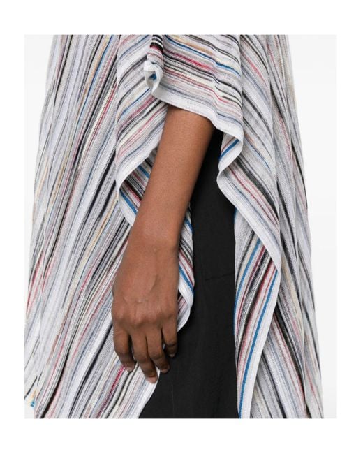 Missoni Gray Striped V-Neck Poncho