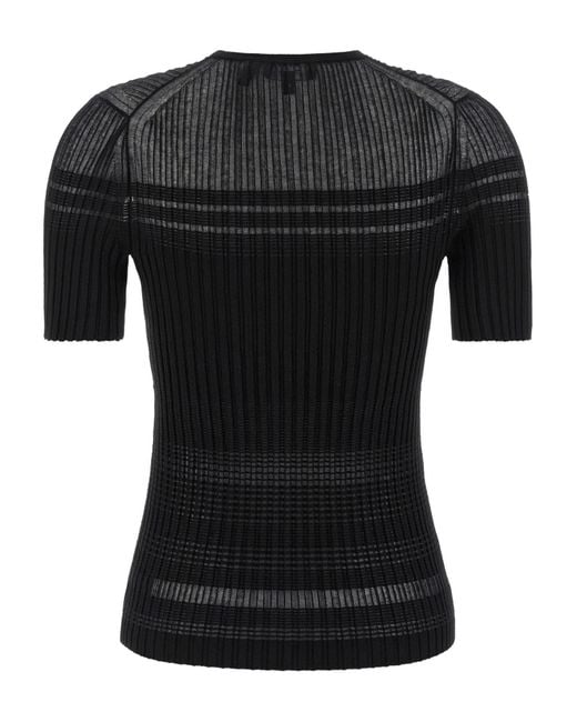 Theory Black Ribbed Crew-Neck T-Shirt