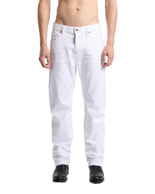 DSquared² White 642 Straight-Leg Jeans for men