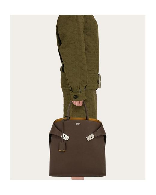 Ferragamo Brown Ferragamo Hug Tote Bag