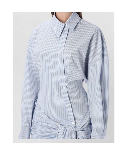 The Attico Blue Long-Sleeved Shirt Dress