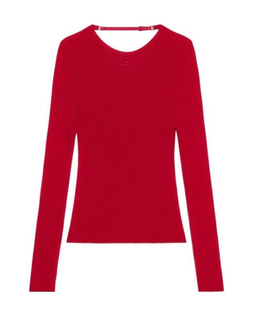 Courreges Red Courrèges Ribbed Knit Top