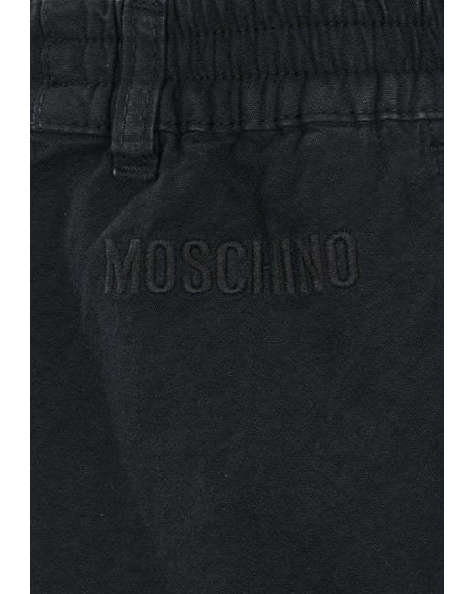 Moschino Black Logo-Embroidered Straight-Leg Trousers for men