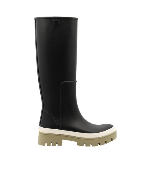 Tory Burch Black Ridged Rubber Sole Boots