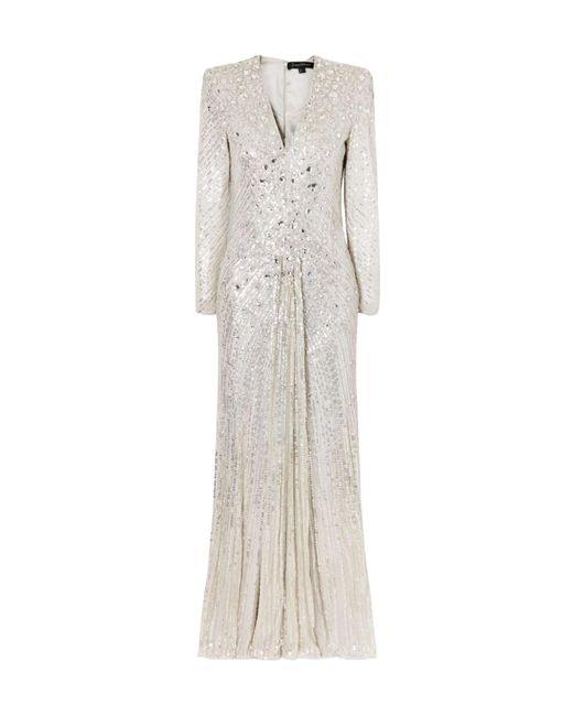 Jenny Packham White Eve Sequined Tulle Gown