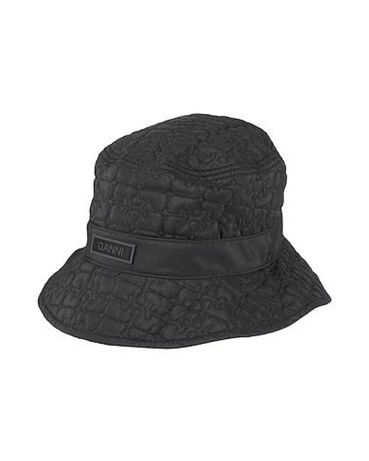 Ganni Black Solid Color Bucket Hat
