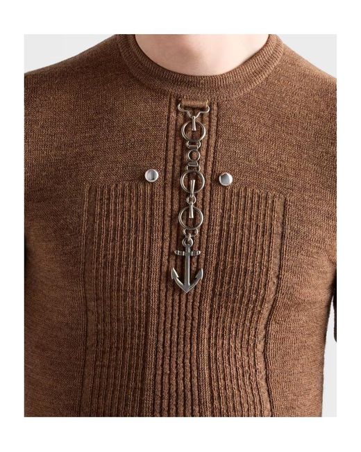 Prada Brown Short-Sleeved Crewneck Jumper for men