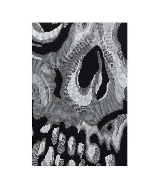 McQueen Black Skull Intarsia-Knit Crewneck Jumper for men