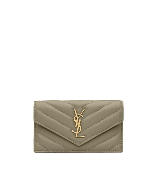 Saint Laurent Gray Cassandre Matelassé Card Case