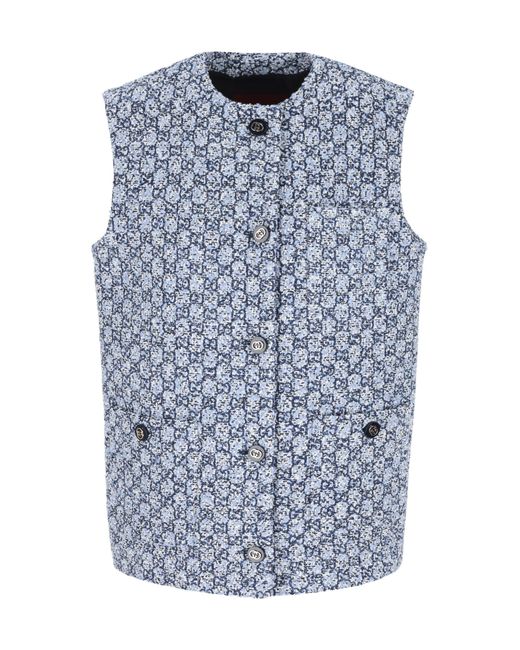 Gucci Blue Monogrammed Tweed Vest