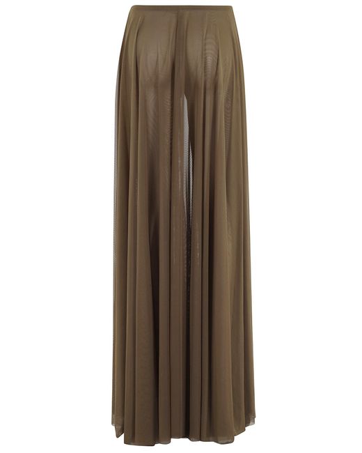 Norma Kamali Brown Pleated Semi-Transparent Skirt