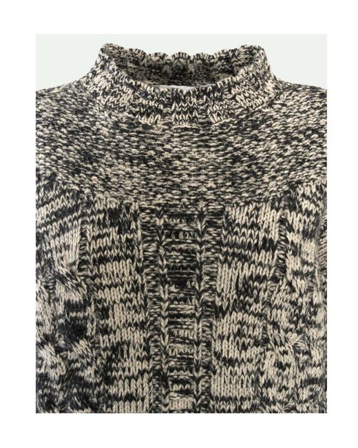 Malo Gray Mélange Cable-Knit Knitted Sweater